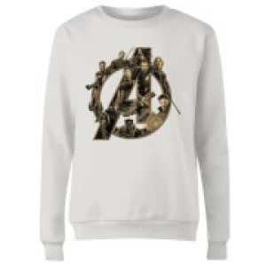 Image of Marvel Avengers Infinity War Avengers Logo Womens Sweatshirt - White - XS
