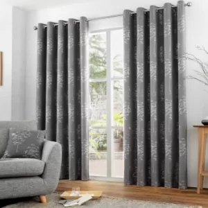 image of Curtina Elmwood Graphite Eyelet Curtains Graphite (Grey)