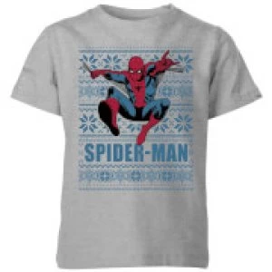 Image of Marvel Spider-Man Kids Christmas T-Shirt - Grey - 9-10 Years