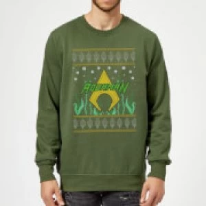 Image of DC Aquaman Knit Christmas Sweatshirt - Forest Green - L