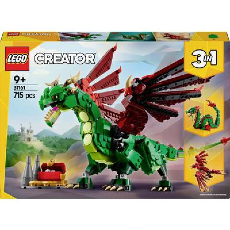 Image of LEGO LEGO Creator 3in1 Medieval Dragon Figure, Creative Toy 31161
