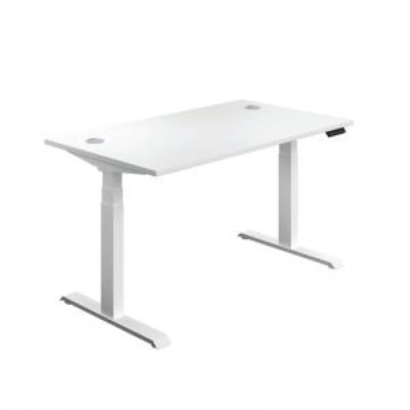 Image of Jemini Sit/Stand Desk with Cable Ports 1200x800x630-1290mm White/White KF809791