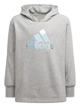 Image of adidas Older Girls Move Hoodie - Grey Heather, Grey Heather, Size 13-14 Years, Women