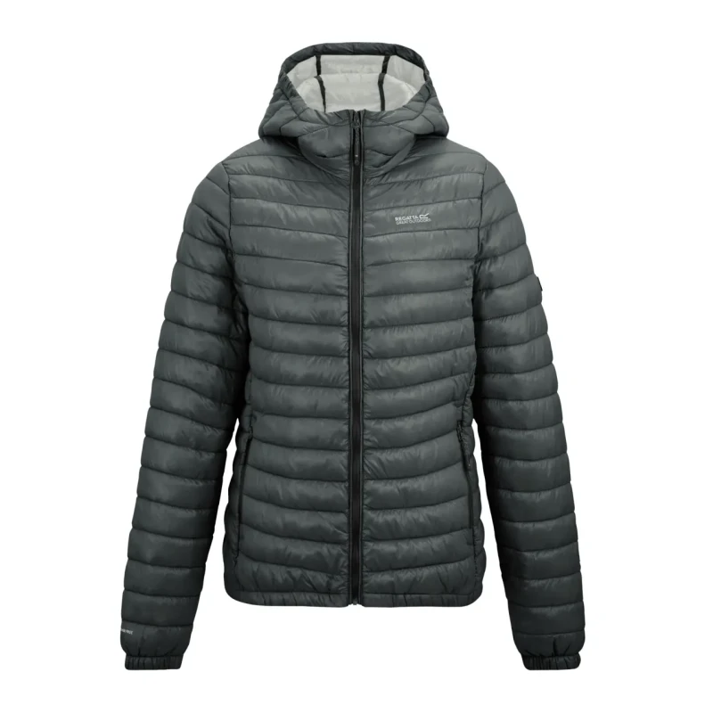 Image of Regatta Womens Hurden Hooded Lightweight Quilted Jacket in Charcoal Size: 14 Charcoal Female 14
