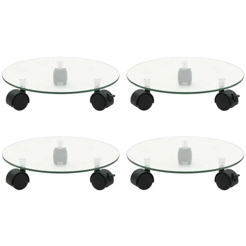 Image of VIDAXL Plant Rollers 4 pcs 28cm Tempered Glass Round Vidaxl 8720845545222