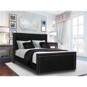 Image of Cubica Bed Double Plush Velvet Black