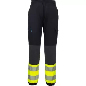 Image of Portwest KX3 Hi Vis Flexi Trousers Black / Yellow 2XL 31"