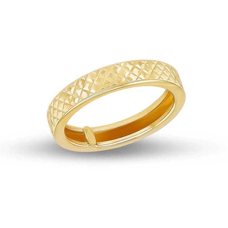 Image of Be You 9ct Gold Diamond Cut Band Ring Yellow Gold female I