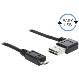 image of Delock USB cable USB 2.0 USB-A plug, USB Micro-B plug 1m Black gold plated connectors, UL-approved 83382