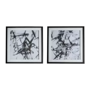 Set of 2 Monochrome Line Design Wall Art