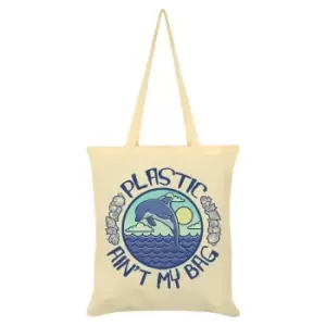 image of Grindstore Plastic AinA't My Bag Cream Tote Bag (One Size) (Cream)