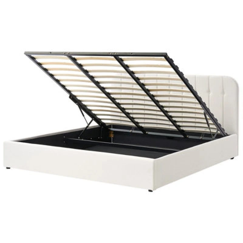 Image of Beliani Ottoman Bed Fabric Challans 180 X 200 Cm (Eu Super King) Off-White