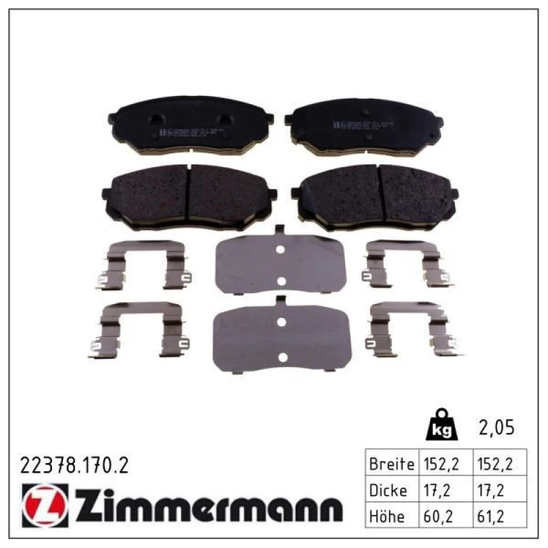 Image of ZIMMERMANN Brake pad set ZIMMERMANN 22378.170.2