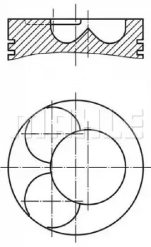 image of Piston 0280702 by MAHLE Original to cylinders 3, 4