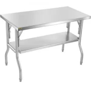 image of VEVOR Commercial Worktable Workstation 48 x 24" Folding Commercial Prep Table, Heavy-duty Stainless Steel Folding Table with 772 lbs Load, Kitchen Wor