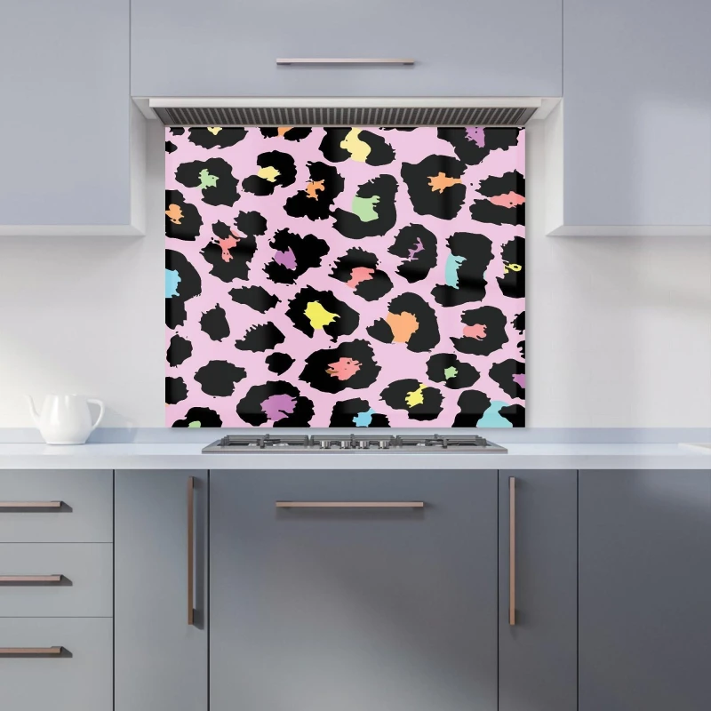 Image of Warren Reed - Designer Pink Leopard Print Kitchen Splashback Size: 600mm x 750mm Pink Unisex 600mm x 750mm