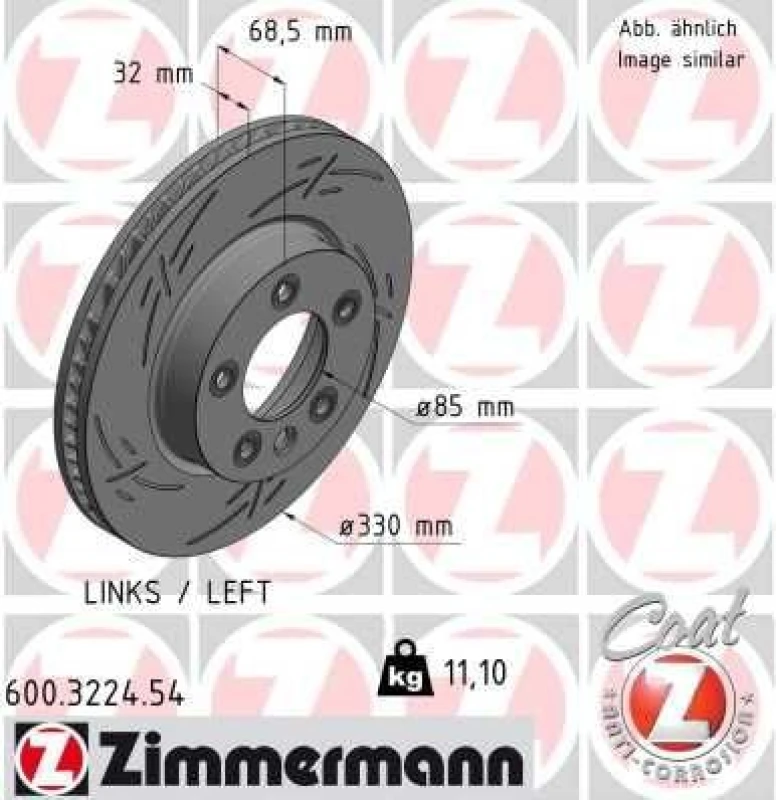 Image of ZIMMERMANN Brake disc ZIMMERMANN 600.3224.54