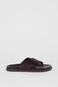 Image of Brown Leather Crossover Strap Sandals