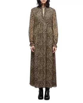 Image of The Kooples Leopard Print Peasant Midi Dress