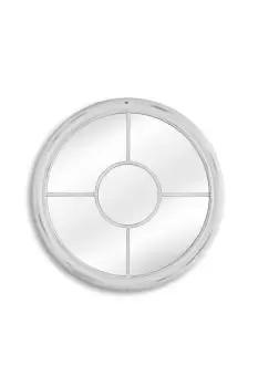 Image of Beth Round Wood Porthole Wall mirror 50 x 50cm Distressed White