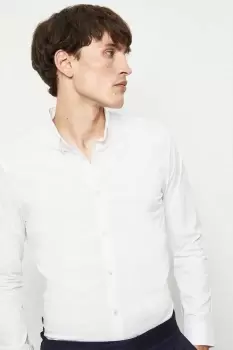 Image of Mens White Skinny Fit Long Sleeve Shirt