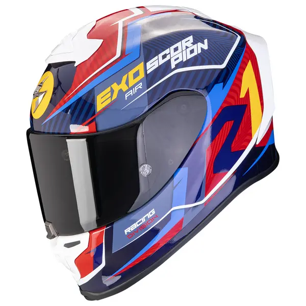 Image of Scorpion EXO-R1 Evo Air Coup Blue Red Yellow Full Face Helmet M