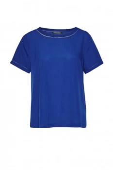 Image of French Connection Polly Plains Stitch Detail Top Blue