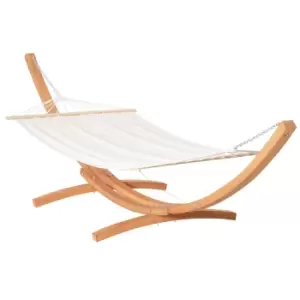 image of Outsunny Outdoor Garden Hammock Swing Hanging Bed With Wooden Stand For Patio - White