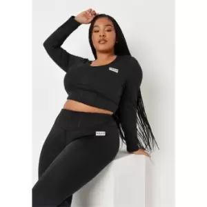 image of Missguided Plus Recycled Corset Long Sleeve Top - Black