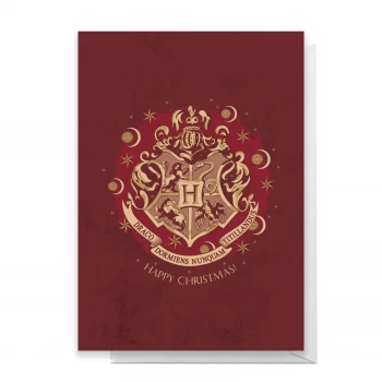 Image of Harry Potter Crest Happy Christmas Greetings Card - Standard Card