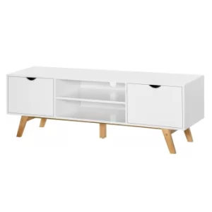 image of HOMCOM Particle Board 4-Compartment Media Unit White