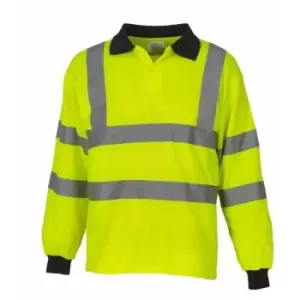 Image of Yoko Ladies/Womens Hi-Vis Long Sleeve Polo Shirt (Pack of 2) (2XL) (Hi-Vis Yellow) - Hi-Vis Yellow