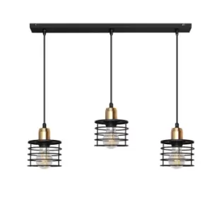Image of Edison Straight Bar Pendant Ceiling Light Black, Copper 65cm