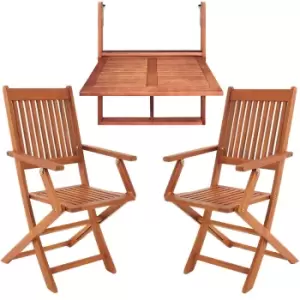 Image of Balcony Hanging Table incl. 2 Chairs 3 Pcs. Acacia Wood FSC -certified