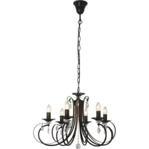 image of Zumaline Novia Multi Arm Chandelier, Black, 6x E14