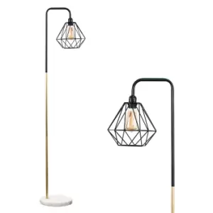 Image of Talisman Black and Gold Lamp With White Marble Base and Black Diablo