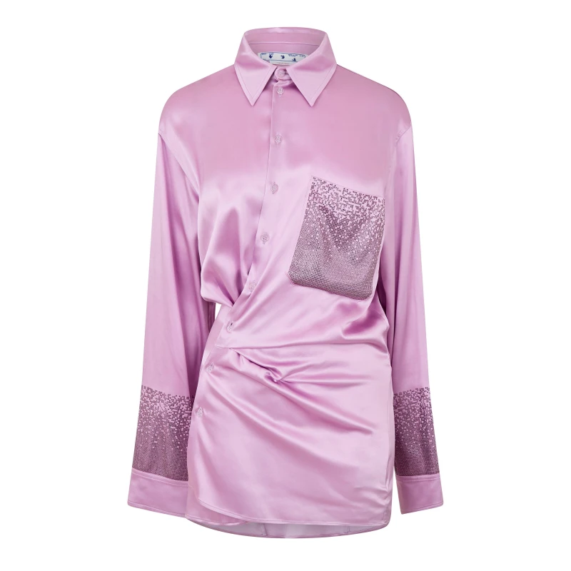 Image of Off White Womens Duchesse Twist Front Short Sleeve Shirt Lilac female 6 (38)