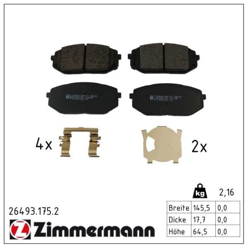 Image of ZIMMERMANN Brake pad set ZIMMERMANN 26493.175.2