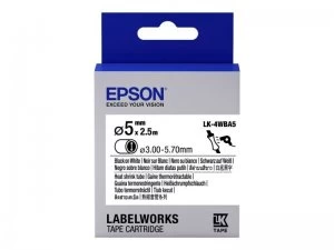 Image of Epson Label Cartridge Heat Shrink Tube (HST) LK-4WBA5 Black/White D5mm