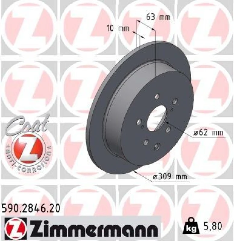 Image of ZIMMERMANN Brake disc ZIMMERMANN 590.2846.20