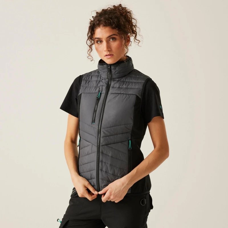 Image of Regatta Womens ADA Hybrid Bodywarmer Seal Grey Black female 8