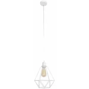 image of Helam Karo Wire Frame Pendant Ceiling Light White 24cm