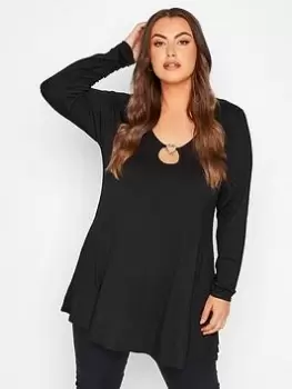 Image of Yours Heart Trim Keyhole Top - Black, Size 26-28, Women