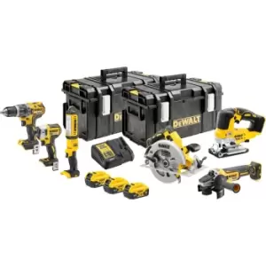 image of DEWALT DCK663P3 18v XR Cordless Brushless 6 Piece Power Tool Kit 3 x 5ah Li-ion Charger Case