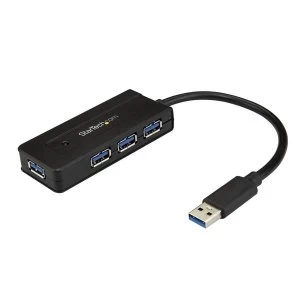 Image of StarTech 4 Port USB 3.0 Hub Mini Hub with Charge Port Includes Power Adapter