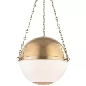 image of Sphere No. 2 3 Light Large Pendant Brass, Glass