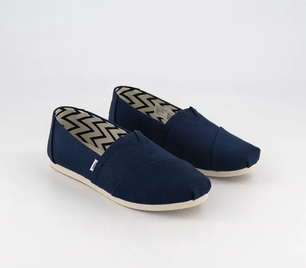 image of TOMS Womens Alpargata Slip Ons Navy Blue, 4