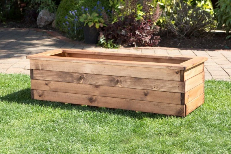 Image of Charles Taylor Trading Premium XL Wooden Trough - Handcrafted in Britain, Sustainable Wood, Drainage Slats, 100L Volume - 1 pc