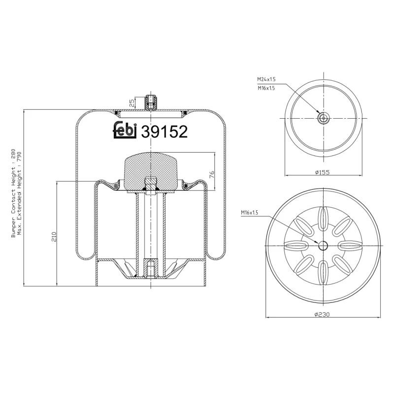 Image of FEBI BILSTEIN 39152 Boot, air suspension Rear Axle Right Boot,air suspension (324)