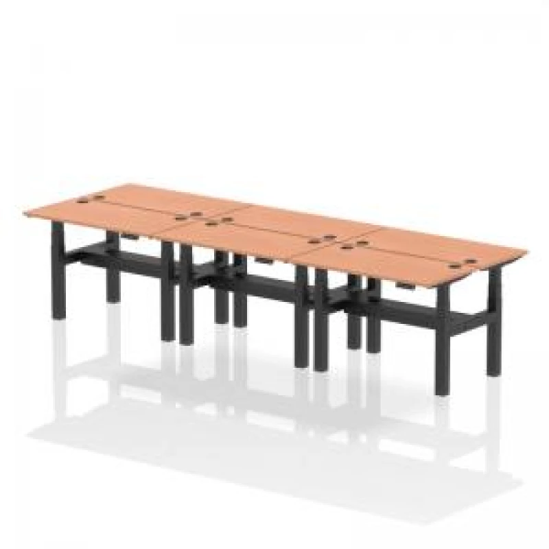 Image of Air Back-to-Back 1200 x 600mm Height Adjustable 6 Person Bench Desk DYNHA01602